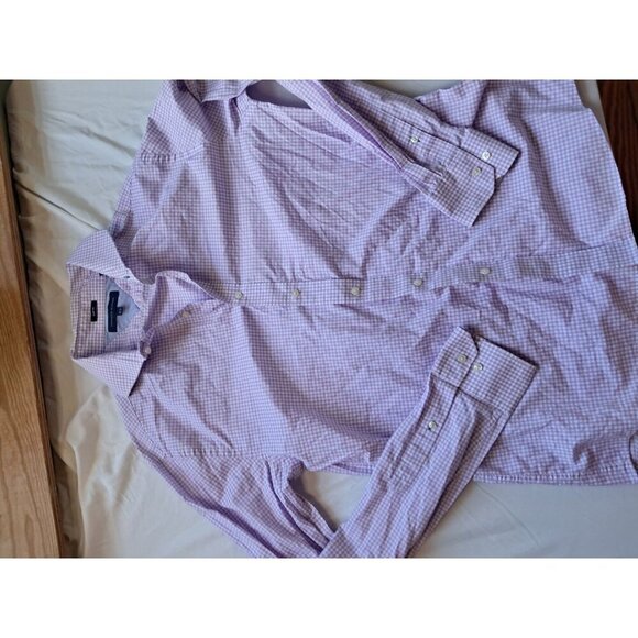 Tommy Hilfiger Shirt Mens 16 1/2 Purple Check Dress Button Up Long Sleeve * - Picture 2 of 3